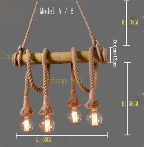 Vintage Hemp Rope Pendant Lamp Retro Countryside Wicker Pendant Lights