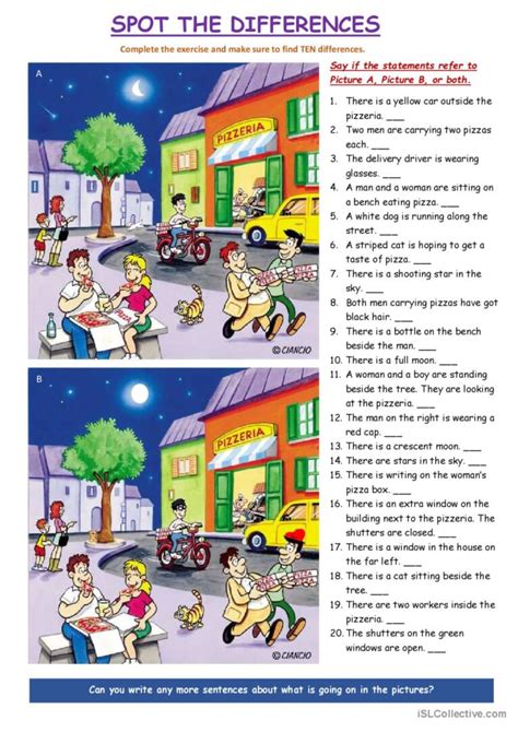 Spot The Differences General Gramma English Esl Worksheets Pdf And Doc