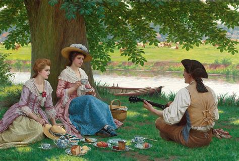 A Picnic Party Painting By Edmund Blair Leighton Fine Art America