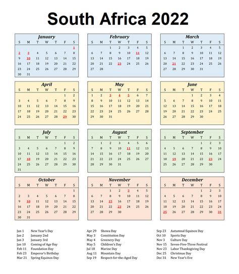 Sa Calendar 2022 Calendar Dream