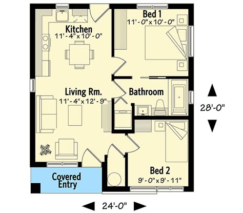 Tiny House 2 Bedroom Floor Plans Simple 2 Bedroom House Plans 2021