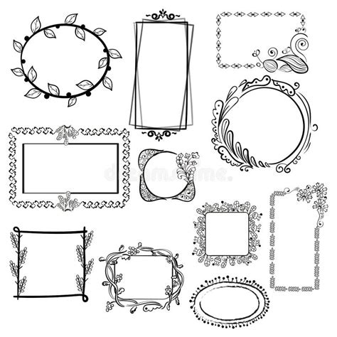 Hand Drawn Vectors Of Floral Frames And Decorative Borders Stock Vector
