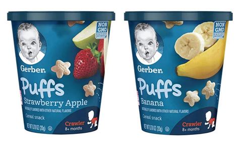 In Stock Gerber Puffs Cereal Snack Cup Strawberry Applebanana