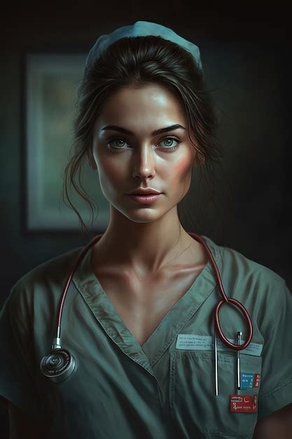 Hermosa Enfermera En Uniforme En El Hospital Ilustración Generativa De