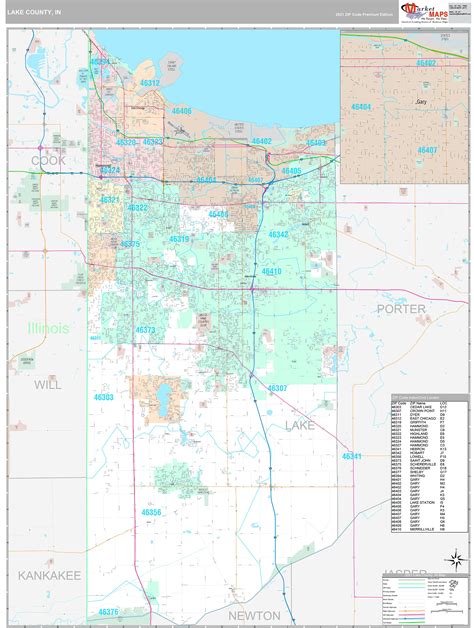 Lake County In Wall Map Premium Style By Marketmaps Mapsales