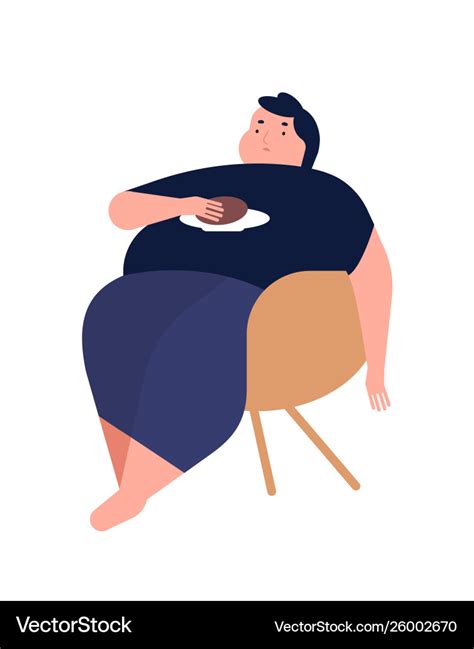 Obese Young Man Fat Boy Sitting On Chair Concept Vector Image