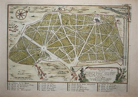 Le Bois De Boulogne Paris Old Map By Fern De
