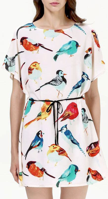 Bird Print Dress Fashion Bird Print Dress Loose Dress