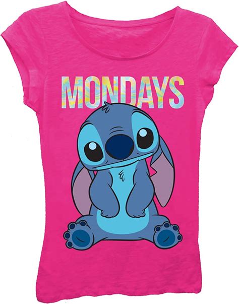 Disney Girls Lilo And Stitch Mondays Stitch Short Sleeve Tee T Shirt
