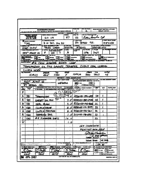 Da Form 2407 1 Fillable Printable Forms Free Online