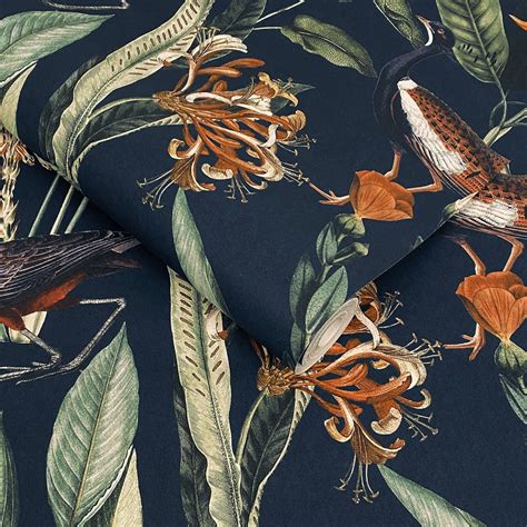 Graham And Brown Glasshouse Navy Wallpaper