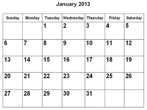 Printable January Calendar Calendar Template 2023