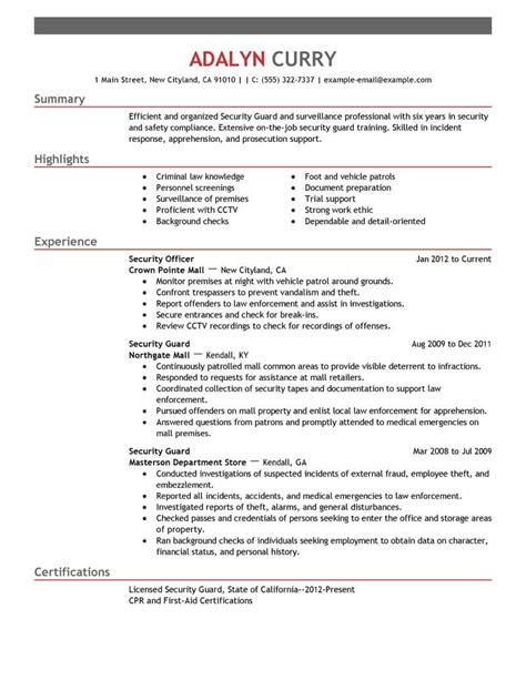 Skilled security guards are in high demand. Best Security Guard Resume Example From Professional Resume Writing Service