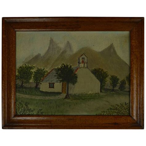 Naive Painting Of A Church In An Alpine Landscape Late