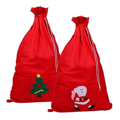 2 Pieces Christmas Bags Red Fabric T Bags Large Drawstring Bags For