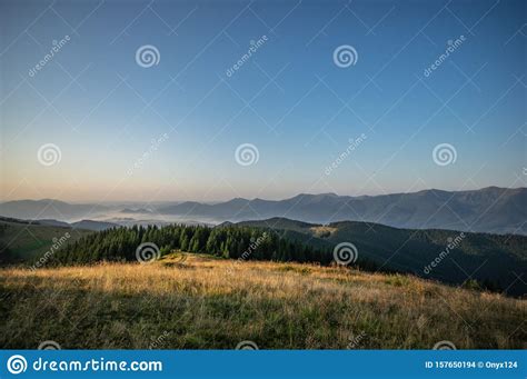 Misty Summer Morning In The Mountains Stock Photo Image Of Misty