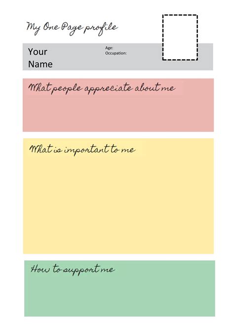 One Page Profile Templates Helen Sanderson Associates First Page