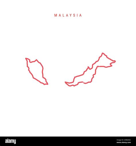 Malaysia Outline Map Malaysian Red Border Country Name Illustration
