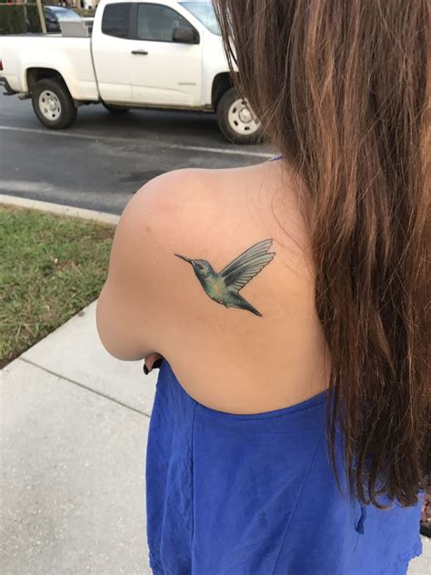 Finally Got My Hummingbird Tattoo Bird Shoulder Tattoos Back Of