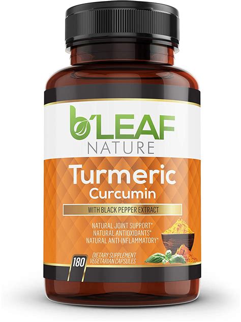 Organic Turmeric Curcumin 180 Capsules 1300mg 95 Curcuminoids With