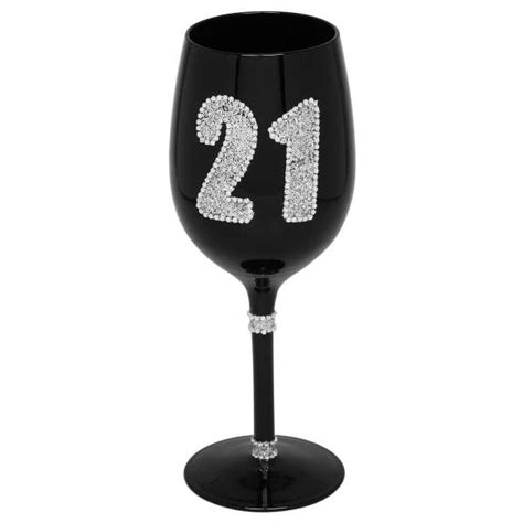 Black Diamante Wine Glass 21st Birthday Traditional Ts