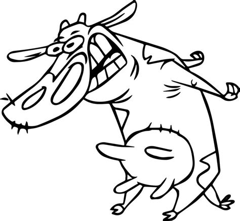 Awesome Crazy Cow Interesting Coloring Page Coloring
