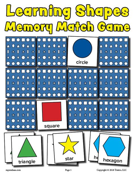 Printable Shapes Matching Memory Game Supplyme