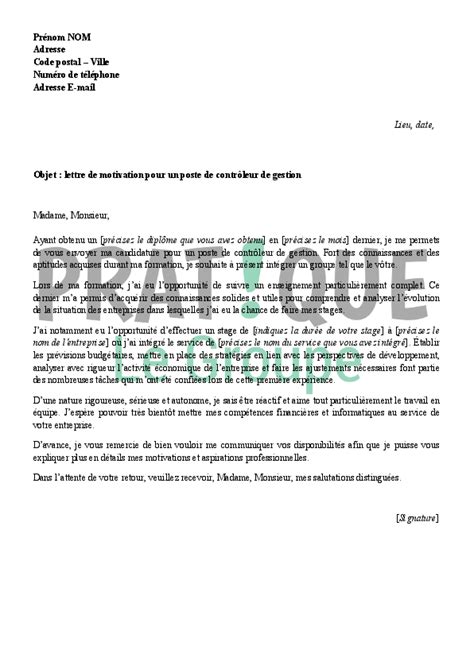 Lettre de motivation pour un emploi de contrôleur de gestion  Pratique.fr