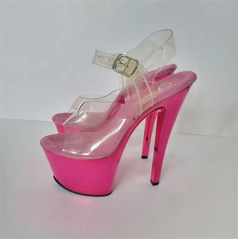 Pleaser Shoes Pleasers Barbiecore Pink And Vinyl Heels Size Poshmark