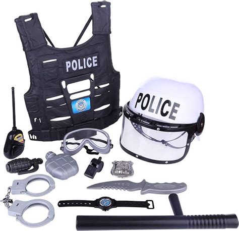 Batop Deguisement Policier Enfant 11pcs Enfant Police Set Jeu De Rôle Kit Policier Équipement