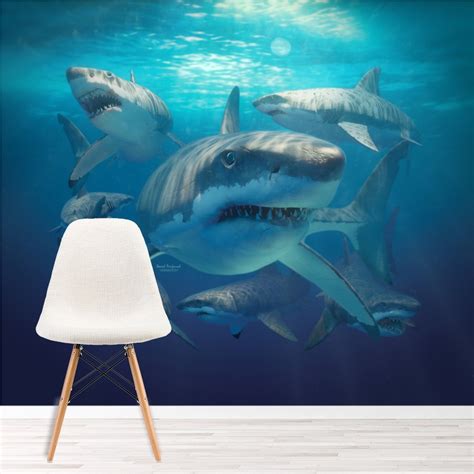 Great White Sharks Wall Mural By David Penfound
