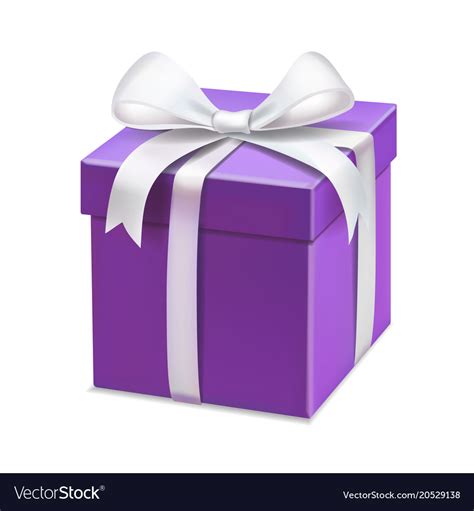 Realistic Purple T Box With White Ribbon Vector Image