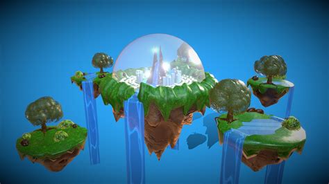 Diorama Floating Island Dome City Sci Future 3d Model By Lea Dee