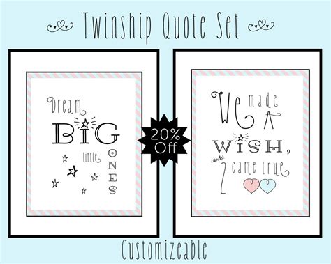 Twin Quotes Boy And Girl Fraternal Twin Quotes 11x14 Set Of Etsy Uk