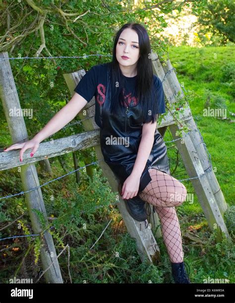 A Teenage Girl Posing By A Fence In Summer Stock Photo Alamy