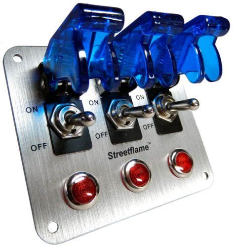 3 Toggle Switch Led Nitrous Activate Panel Blue Safety Covers Aircraft