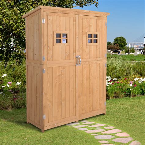 Outsunny Wooden Garden Storage Shed Pro Pvc Boat Shed Level