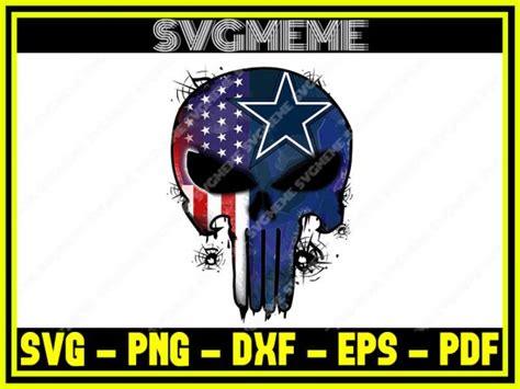 Punisher Dallas Cowboys Nfl Svg Png Dxf Eps Pdf Clipart For Cricut
