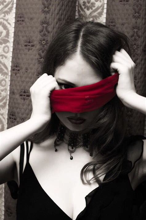Girl Wearing A Red Blindfold Black Dress Lady In Red Beautiful