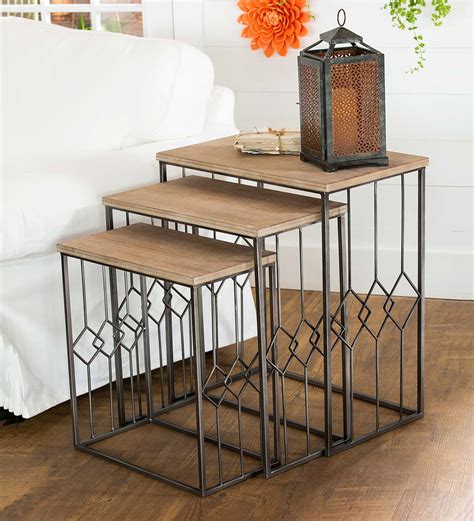 Check spelling or type a new query. Metal and Wood Nesting Tables, Set of 3 | PlowHearth