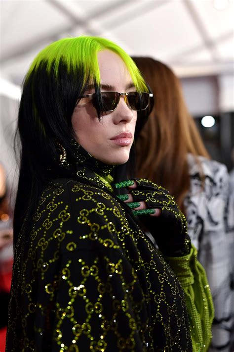 Big Four Winner Billie Eilish Wears Neon Custom Gucci To 2020 Grammys