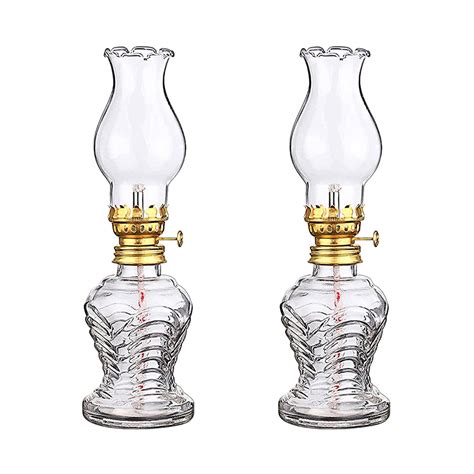 Nuolux 2pcs Glass Kerosene Lamp Glass Oil Lamp Vintage Oil Lamp Home Kerosene Lamp For Home