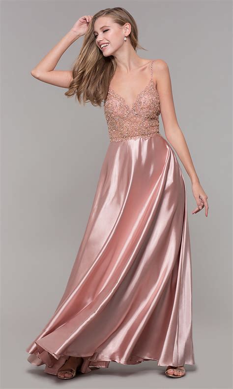 Rose gold is one of the apple iphone colors and apple watch colors made famous with the introduction of the iphone 6s. Rose Gold Long Beaded-Bodice Prom Dress - PromGirl