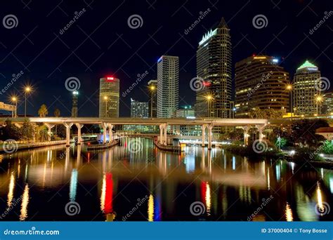 Downtown Tampa At Night Editorial Stock Image Image Of Cityscape