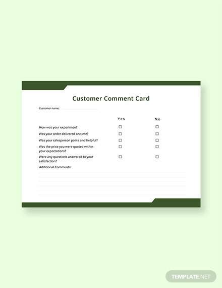 Printable Customer Comment Card Template Printable Templates