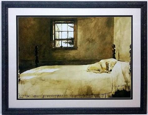 This fine art archival pigment print is a high quality reproduction of wyeth's 1965 original watercolor, master bedroom.in this serene scene, wyeth family dog, rattler, peacefully naps on andrew wyeth's bed. Framed Large Master Bedroom Picture of Dog on Bed Art by ...