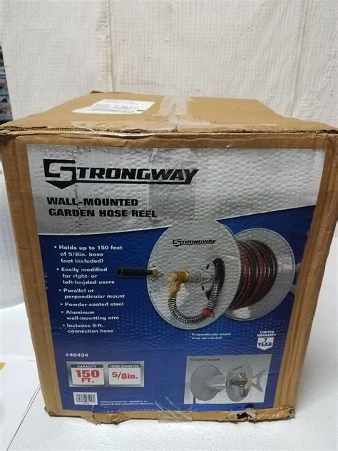 Parallel Or Perpendicular Wall Mount Garden Hose Reel — Holds 58in X