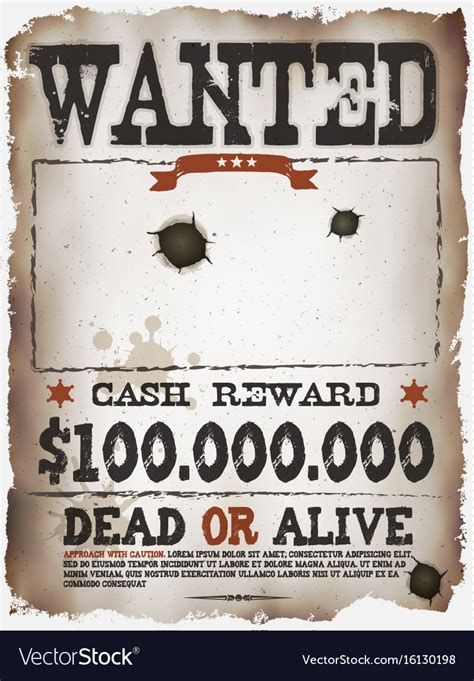 Wanted Vintage Western Poster Royalty Free Vector Image