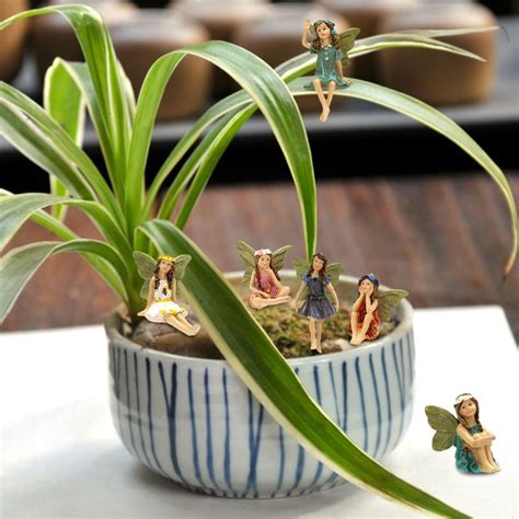 fairy garden 6pcs miniature fairies figurines accessories outdoor house decor ebay