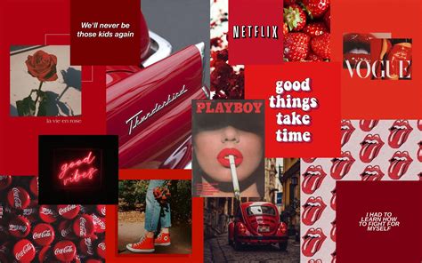 Aesthetic Collage Red Aesthetic Mac Wallpaper Screen Savers